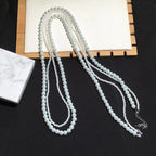 Long Double White Pearl Necklace for Women