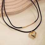 Double Necklace Heart Pendant Gold