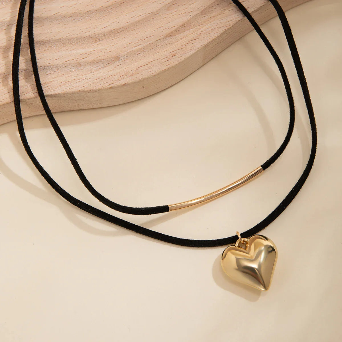 Double Necklace Heart Pendant Gold