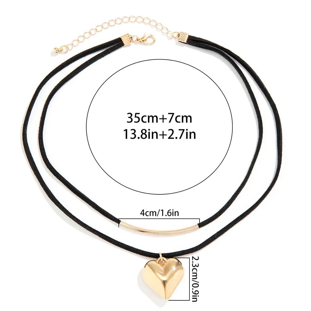 Double Necklace Heart Pendant