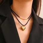 Double Necklace Heart Pendant Gold