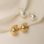 Large Water Drop Stud Earrings gold