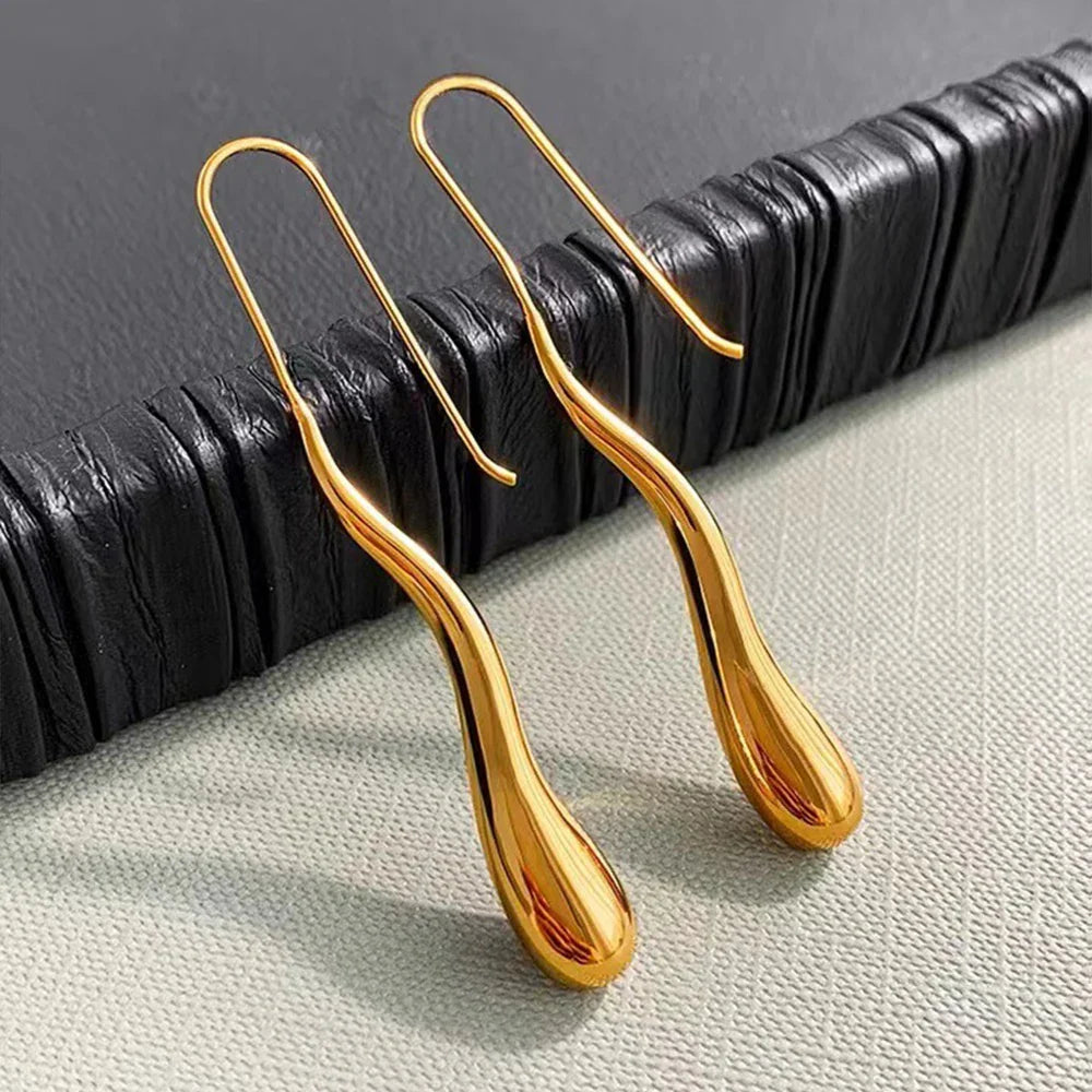 Elegant Fine Water Drop Dangle Earrings gold