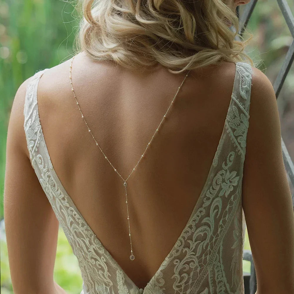 Back Chain Necklace Set Back Ornament Women Silver