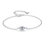 Silver Bracelet Chain Against the Evil Eye Blue Greek Turkish Matiasma Mataki
