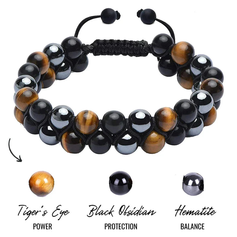 Tiger Eye Bracelet with Cord and Stones