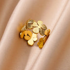 Large Ring with 5-Petal Golden Flowers