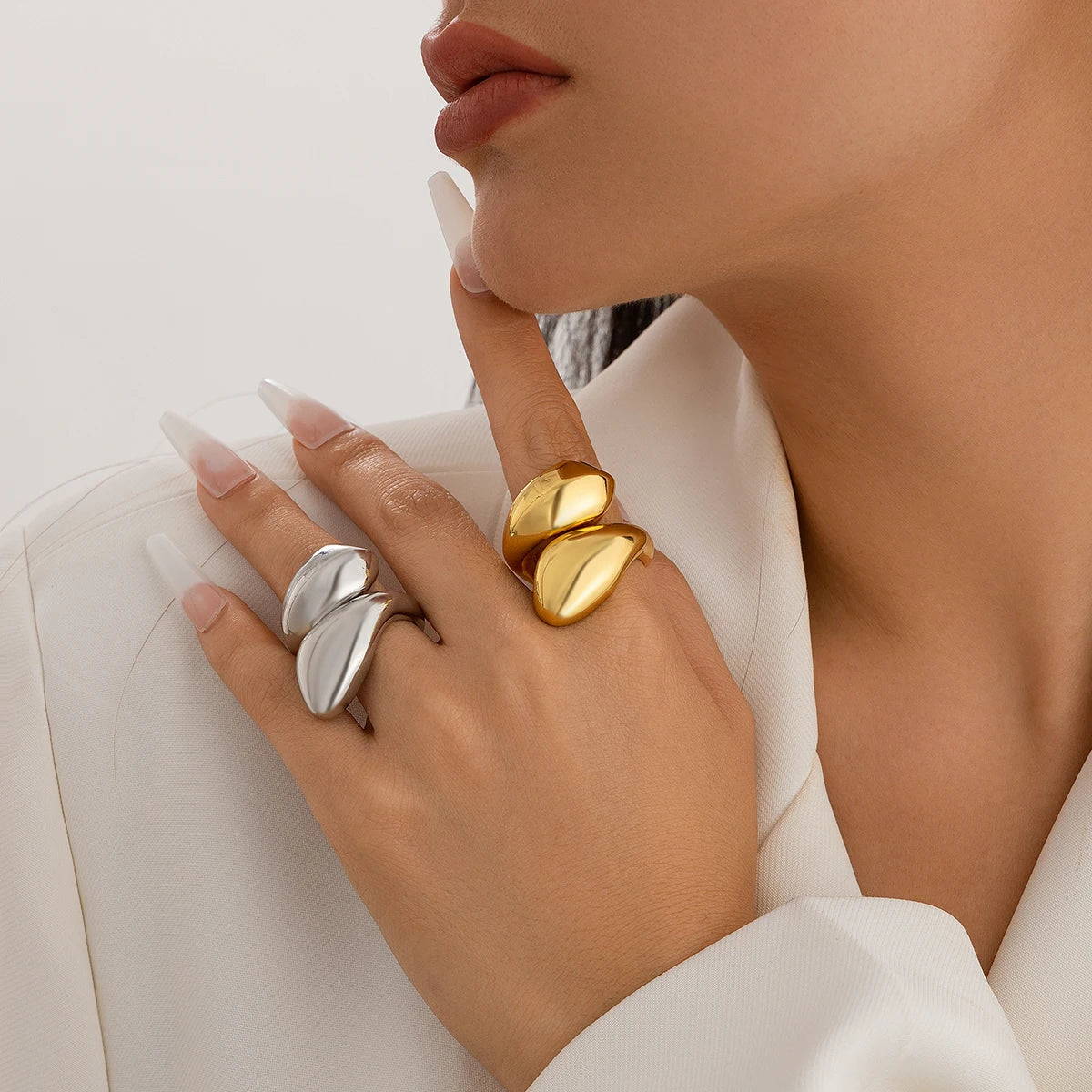 Large Water Drop Band Ring gold
