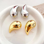 Large Water Drop Stud Earrings Silver