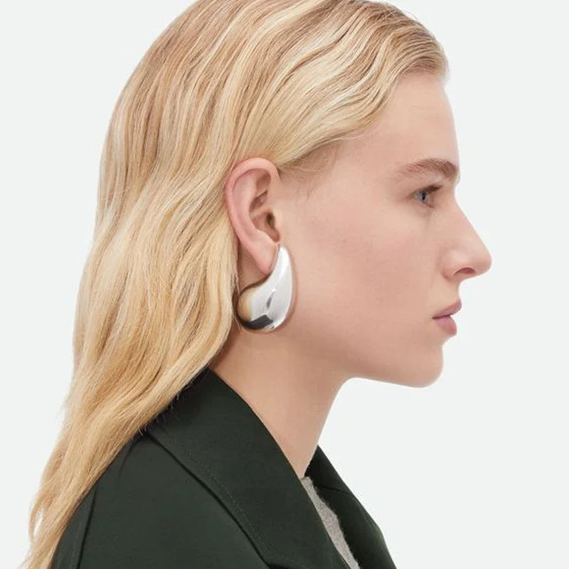 Imposing Water Drop Stud Earrings in silver