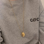 Long Necklace with Large Water Drop Pendant Gold