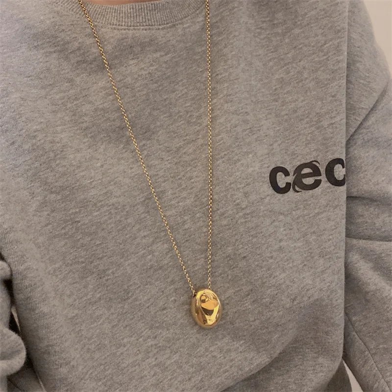 Long Necklace with Large Water Drop Pendant Gold
