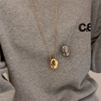 Long Necklace with Large Water Drop Pendant Silver