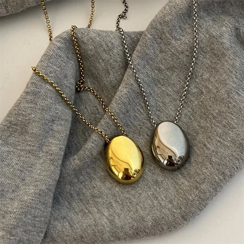 Long Necklace with Large Water Drop Pendant Gold
