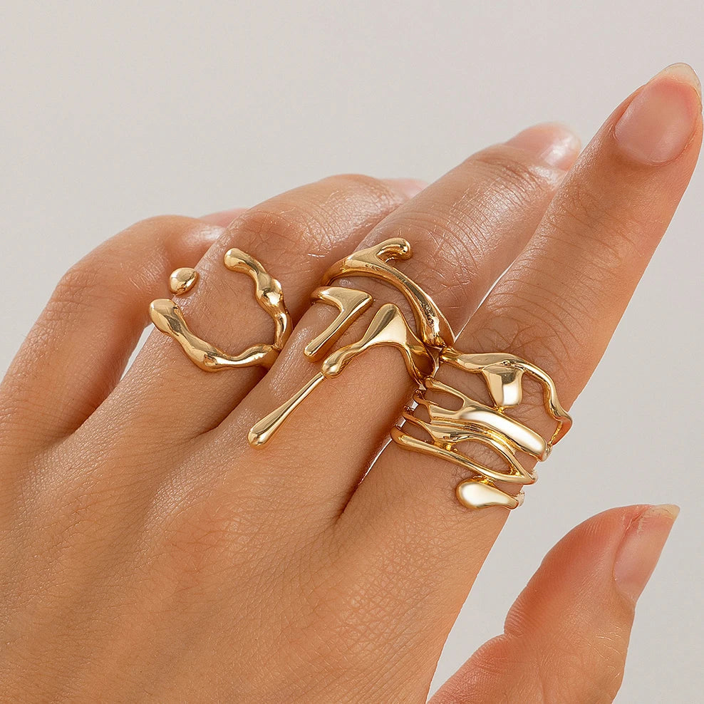 Long Water Drop Ring in Gold