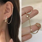 Long Moon Star Women's Drop Earring