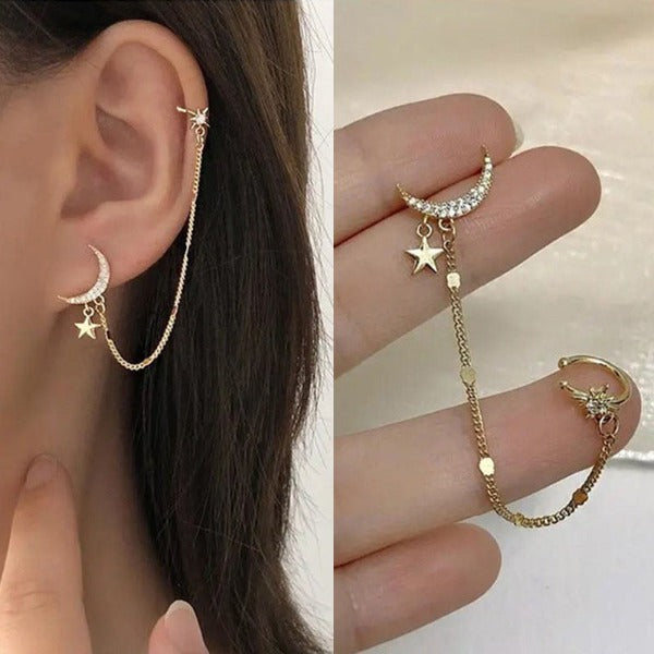 Long Moon Star Women's Drop Earring
