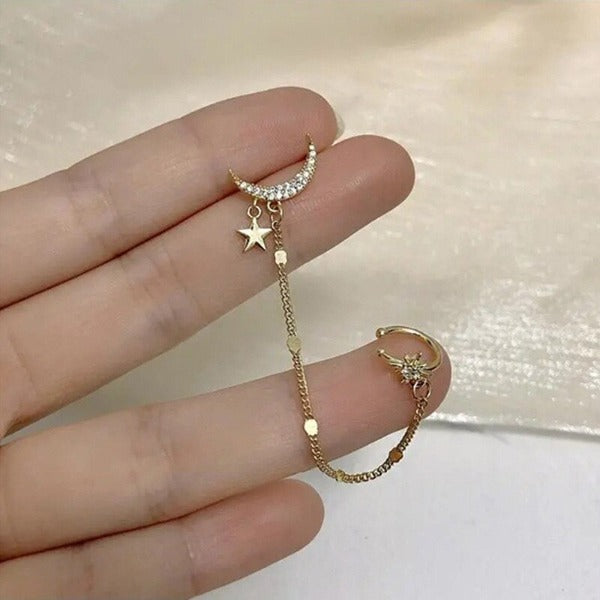 Long Moon Star Women's Drop Earring