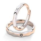 Set of 2 Couple Rings Romantic Sun and Moon Band