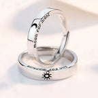 Set of 2 Couple Rings Romantic Sun and Moon Band