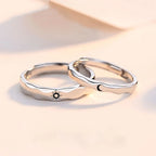Set of 2 Couple Rings Romantic Sun and Moon Band
