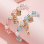 Set of 2 key and padlock bracelets