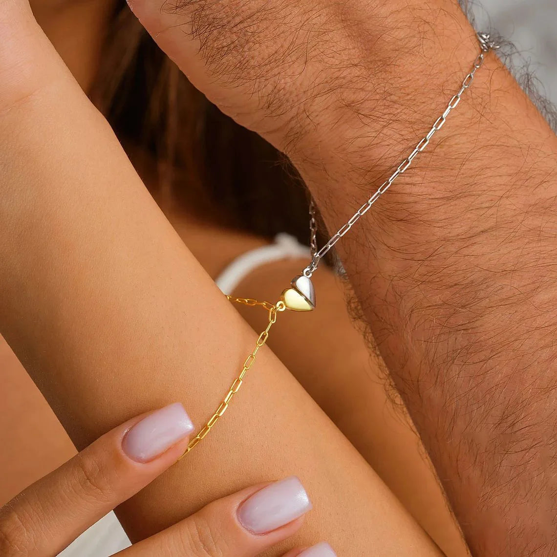 Set of 2 Half-Heart Couple Bracelets