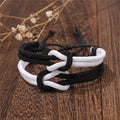 Set of 2 Knot Bracelets for Couples in white and black