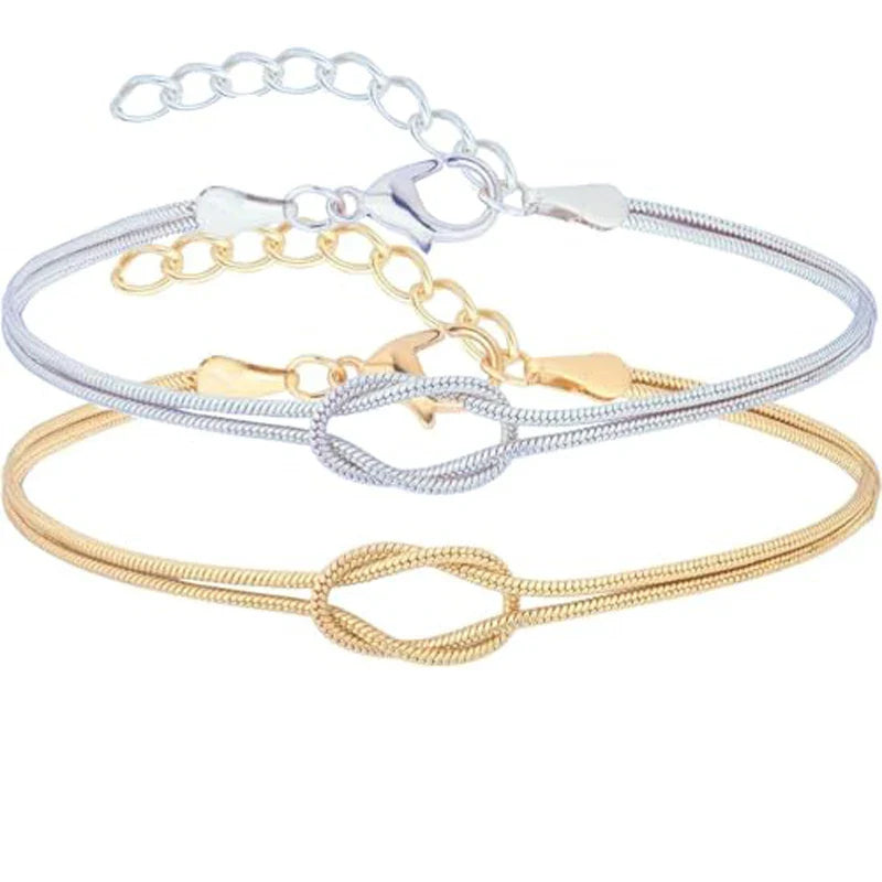 Set of 2 Romantic Knot Bracelets for Couples, Friends, or Duos
