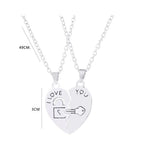 Set of 2 Necklaces with Half-Heart "I Love You" Pendants for Couples in Love
