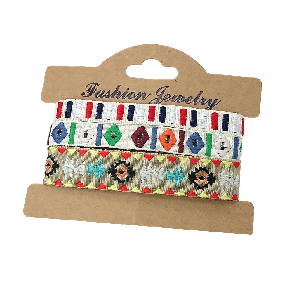 Set of 3 Handmade Ethnic-Style Brazilian Bracelets multicolour