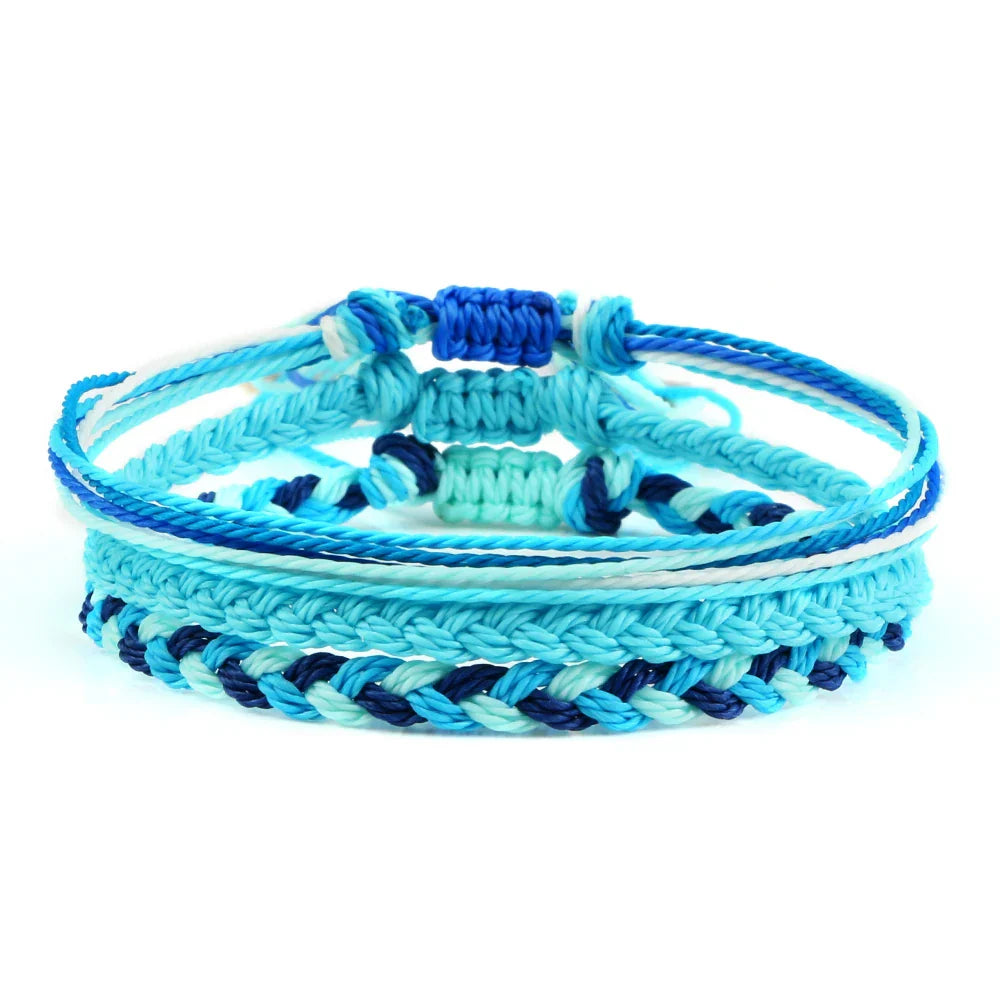 Set of 3 Waterproof Braided Brazilian Bracelets turquoise