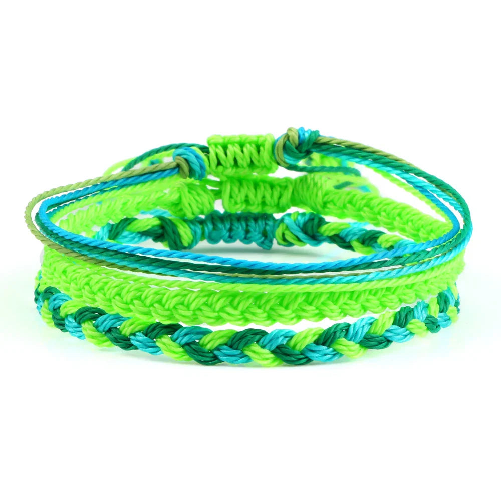 Set of 3 Waterproof Braided Brazilian Bracelets green 