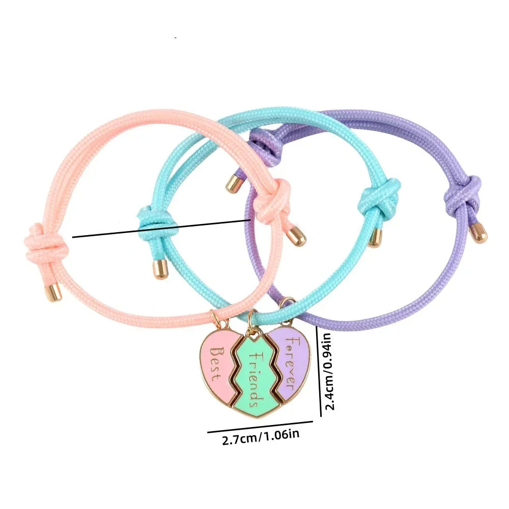 Set of 3 Rope Bracelets for a Trio of Best Friends