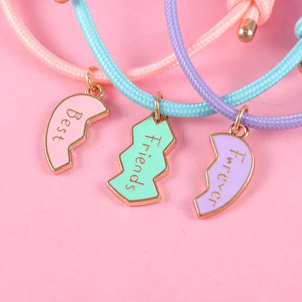 Set of 3 Rope Bracelets for a Trio of Best Friends silver