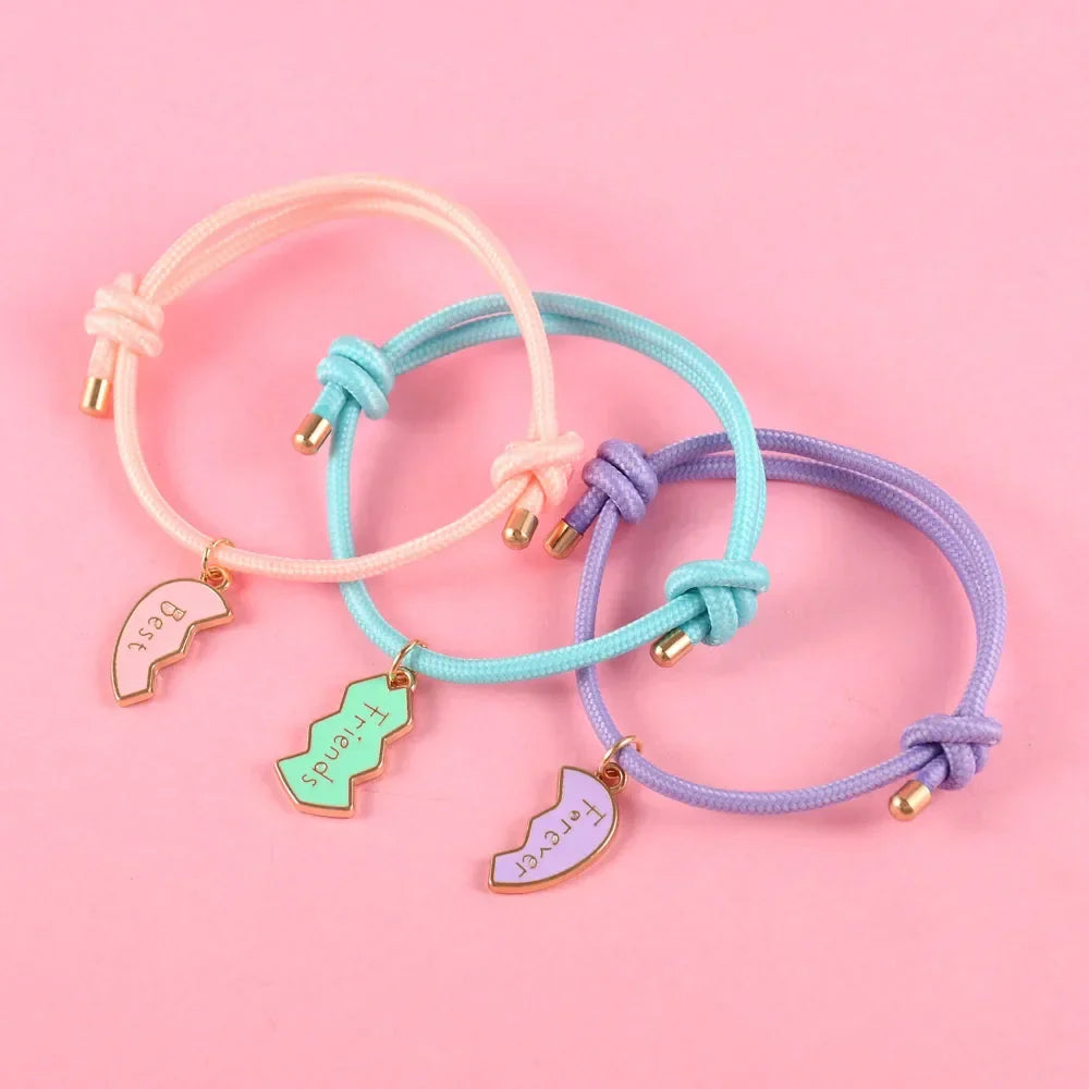 Set of 3 Rope Bracelets for a Trio of Best Friends gold