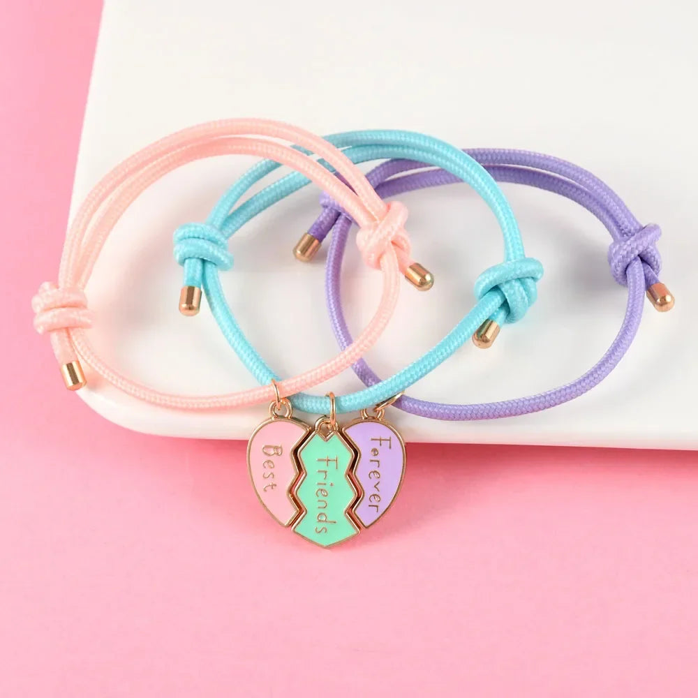 Set of 3 Rope Bracelets for a Trio of Best Friends gold