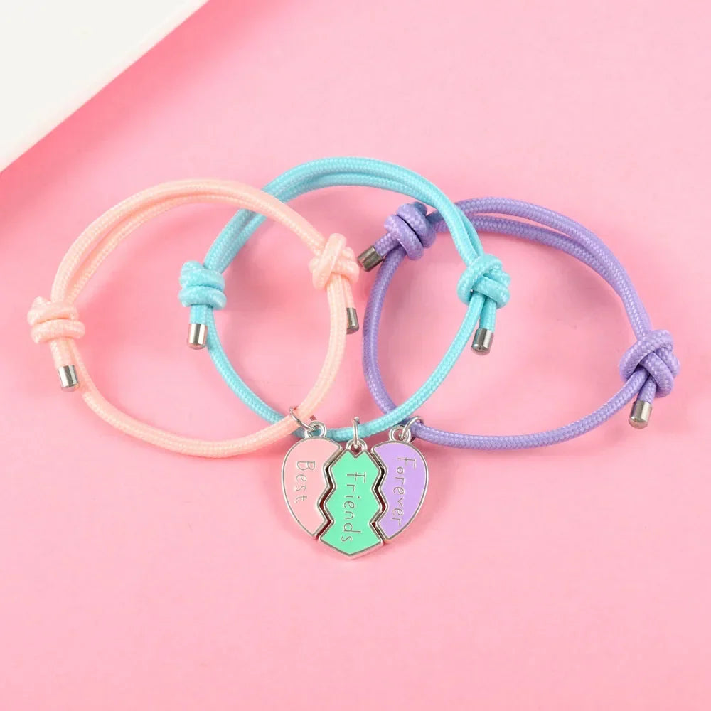 Set of 3 Rope Bracelets for a Trio of Best Friends silver