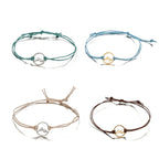 Set of 4 Rope Bracelets with Round Mountain Pendant