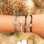 Set of 4 Rope Bracelets with Round Mountain Pendant