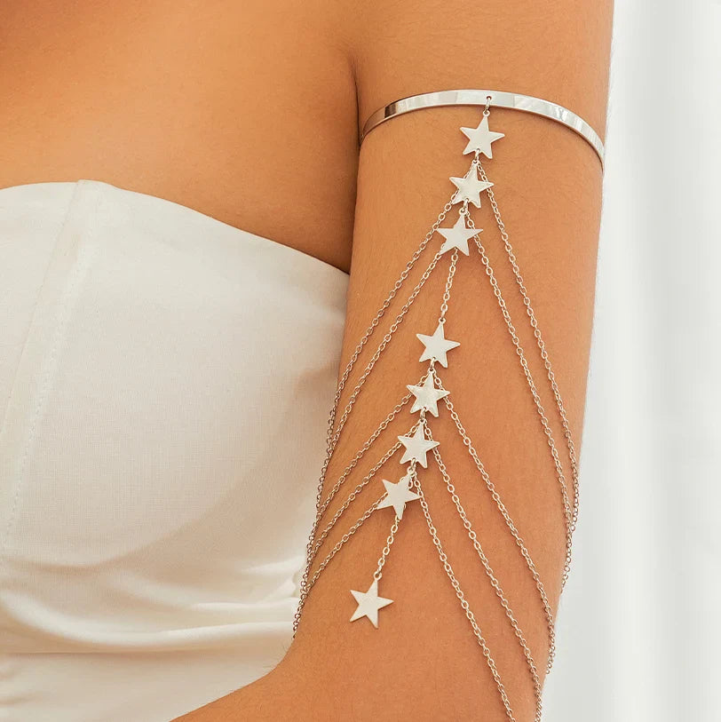 Upper Arm Ornament - Women's Silver Bicep Jewelry and Arm Chain Bracelet