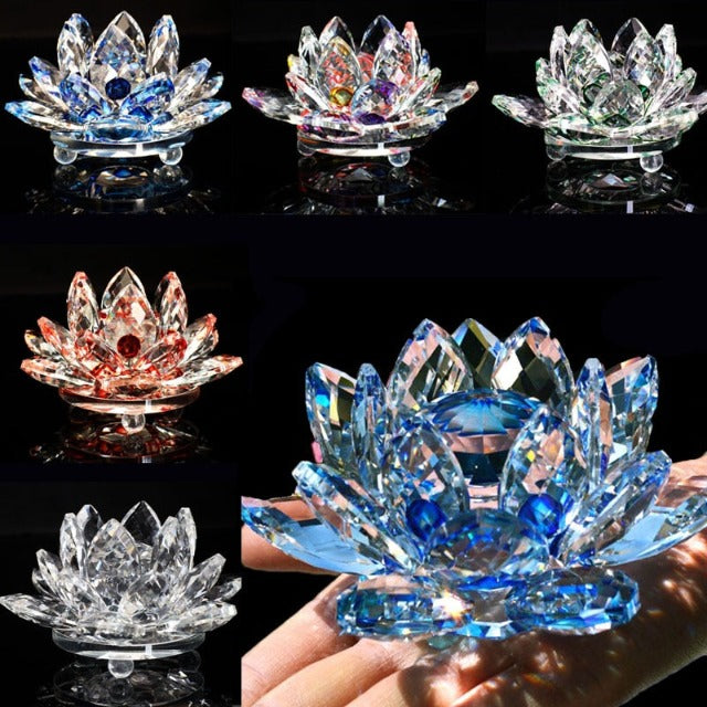 Feng Shui Crystal Glass Ornament "Quartz Flower" - Healing, Buddhism, Meditation