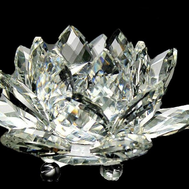 Feng Shui Crystal Glass Ornament "Quartz Flower" - Healing, Buddhism, Meditation white