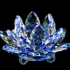 Feng Shui Crystal Glass Ornament "Quartz Flower" - Healing, Buddhism, Meditation blue