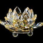 Feng Shui Crystal Glass Ornament "Quartz Flower" - Healing, Buddhism, Meditation yellow