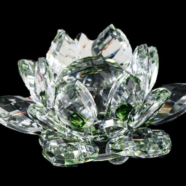 Feng Shui Crystal Glass Ornament "Quartz Flower" - Healing, Buddhism, Meditation green