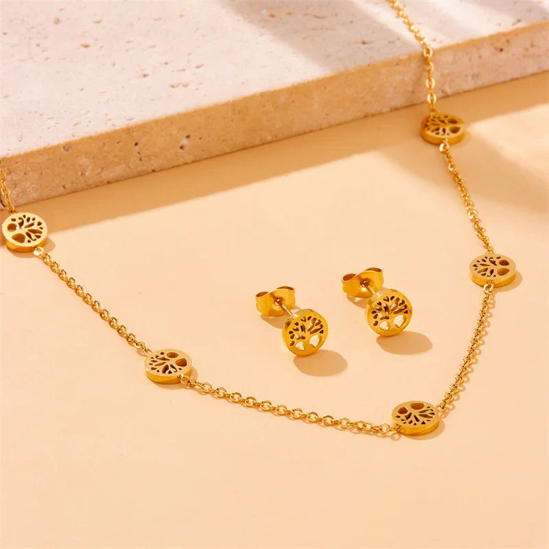 Tree of Life Jewelry Set Necklace, Bracelet and Earrings