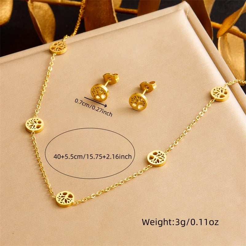 Tree of Life Jewelry Set Necklace, Bracelet and Earrings