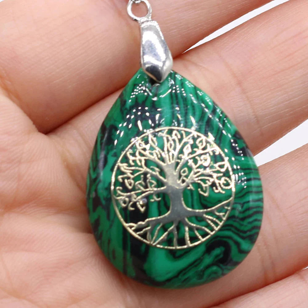 Natural Stone Ball Tree of Life Pendant