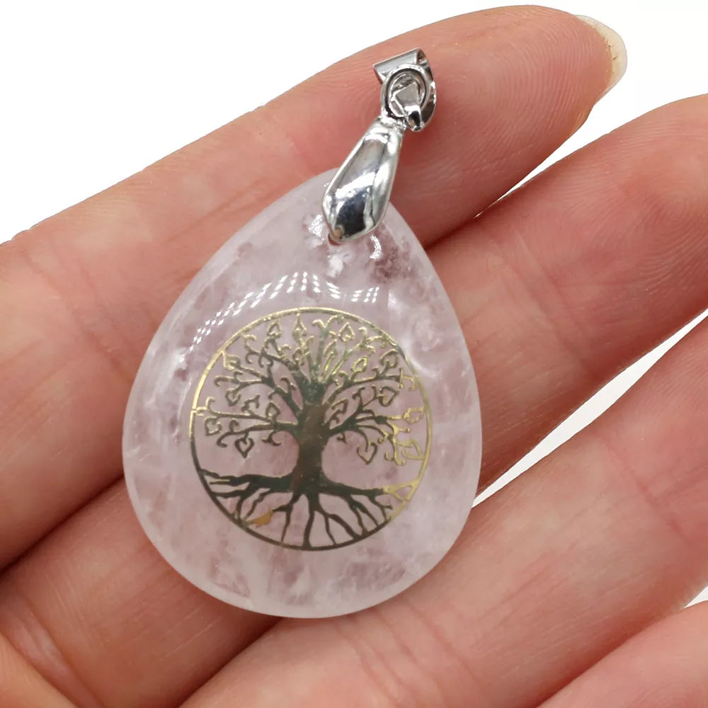 Natural Stone Ball Tree of Life Pendant